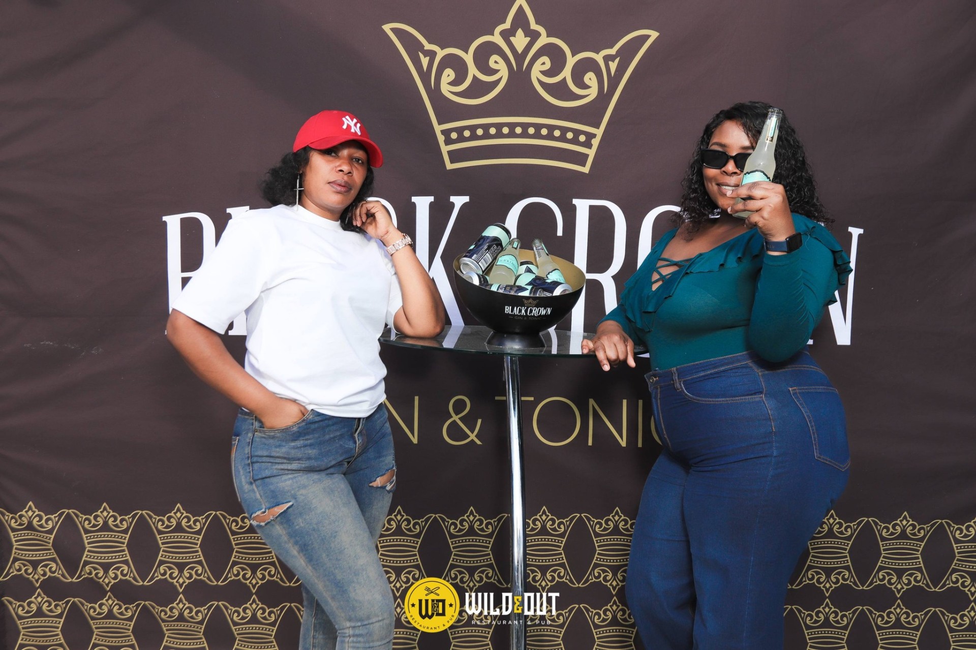 Black Crown gin & tonic photo wall with guests